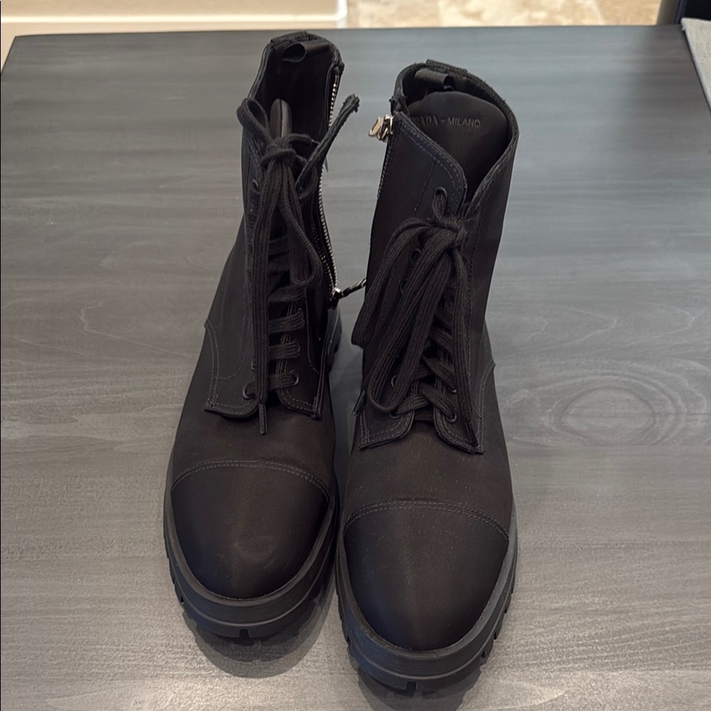 Women's Prada Black Lace-Up Boots